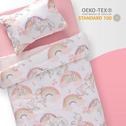 SLEEP ZONE Kids Unicorn Bedding Twin Comforter Set - Super Soft & Cute Printed 2-Piece Comforter Set All Seasons for Girls, Fade Resistant, Machine Washable, Pink Unicorn