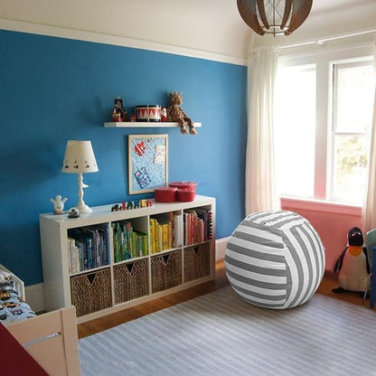 WEKAPO Stuffed Animal Storage Bean Bag Chair Cover for Kids | Stuffable Zipper Beanbag for Organizing Children Plush Toys Large Premium Cotton Canvas (Gray, X-Large)
