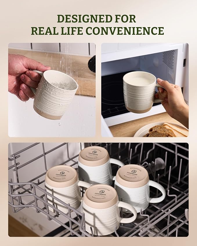 famiware Coffee Mugs Set of 4, 13 oz Mug Set, Ceramic Cup Set with Handle for Coffee, Tea, Cocoa, Milk, Constellation Series, Cream