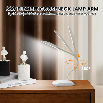 Battery Powered Desk Lamp, Portable Lamps Rechargeable 3 Color Modes Touch Control Stepless Dimming, Wireless Desk Lamp with 2000mAh, Small LED Table Light for Dorm Study Office Bedroom