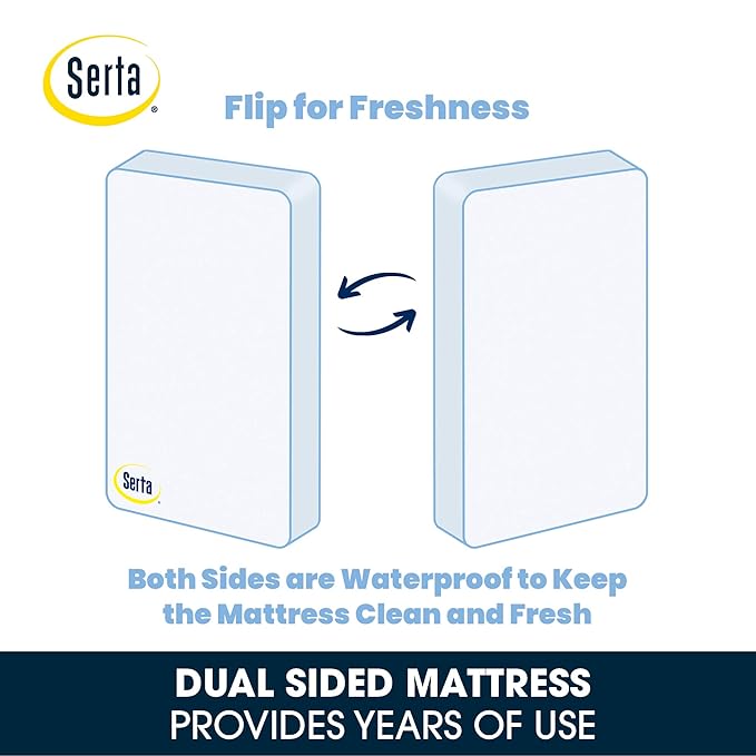 Delta Children Abby Convertible Crib 'N' Changer, Grey + Serta Perfect Slumber Dual Sided Recycled Fiber Core Crib and Toddler Mattress (Bundle)