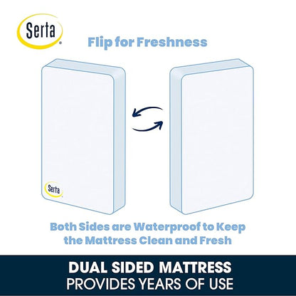 Delta Children Bentley S Series 4-in-1 Crib, White + Serta Perfect Slumber Dual Sided Recycled Fiber Core Crib and Toddler Mattress (Bundle)