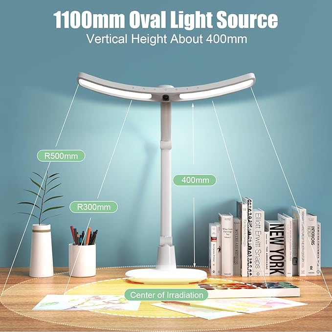 LED Desk Lamp for Home Office, Touch Desk Light Eye-Caring Table Lamp Dimmable with Monitor Sensor Adjustable Swing Arm Desk Lamp for Working Studying Reading Study Ultrawide Bright