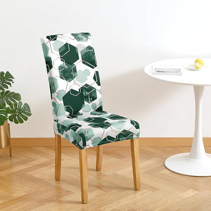 Gibelle Dining Room Chair Covers Set of 4, Soft Stretch Kitchen Chair Covers Slipcover Protector, Removable Washable Geometric Parson Chair Covers 4 Pack, Hunter Green