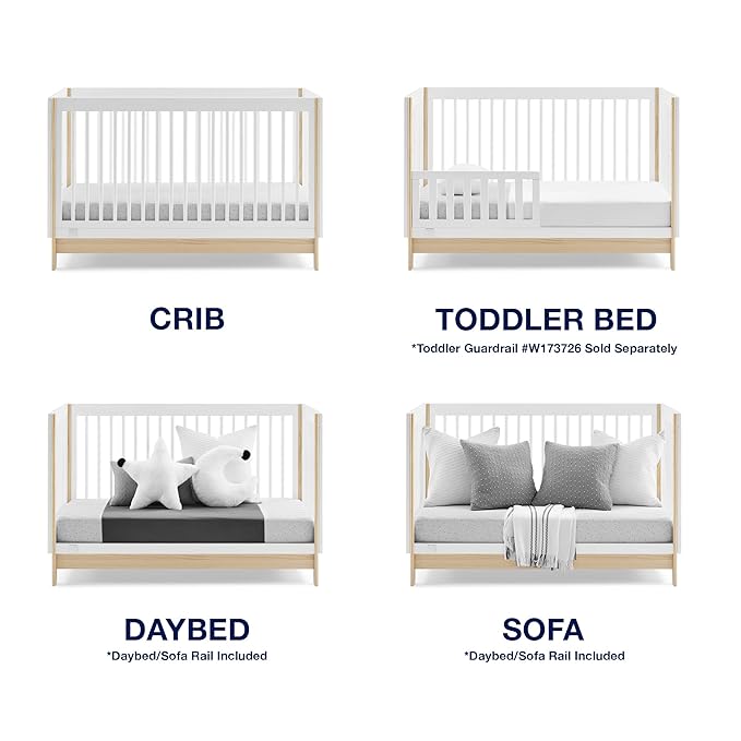 GAP babyGap Tate 4-in-1 Convertible Crib - Greenguard Gold Certified, Bianca White/Natural