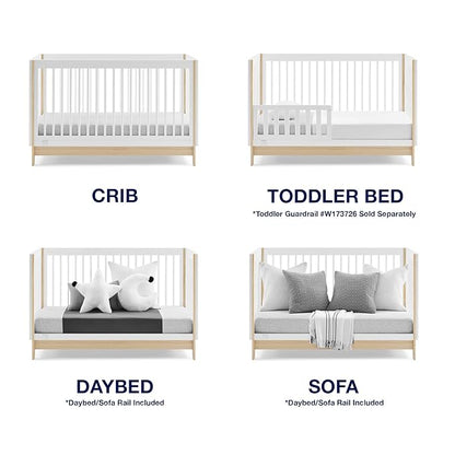 Delta Children babyGap Tate 4-in-1 Convertible Crib + Brannan Bear Bookcase with Bins + Brannan Bear Wall Shelf with 4 Hooks, Bianca White/Natural (Bundle)