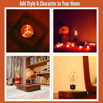 Levitating Bulb Lamp Magnetic Floating Light Desk Lamp Night Light, 360 Degree Wireless Automatic Rotating Light for Gifts Home Office Decor Desk Tech Toys (Square-Dark Brown Base)