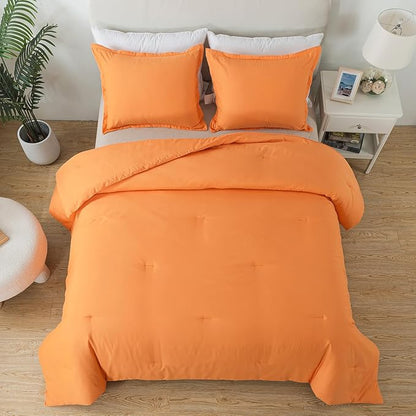 King Burnt Orange Comforter Set, Terracotta Skin-friendly Rust Boho Bedding Set & Collections, Breathable Fluffy Microfiber 3 PCS (104"x90") Comforter Set for All Seasons with Pillowcases