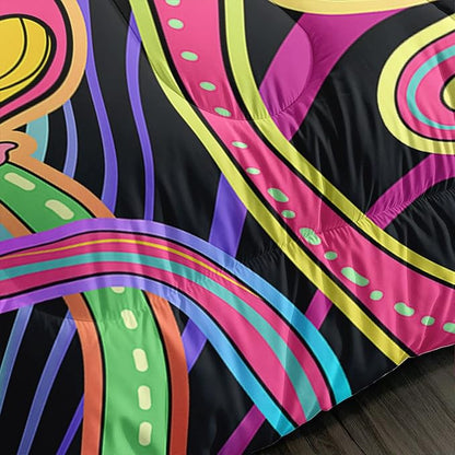 Colorful Mushroom Comforter Set Twin Size Kids 3D Mushroom Bedding Set Cute Hippy Theme Quilt Bed Set for Boys Girls Adults with 1 Comforter and 2 Pillowcases