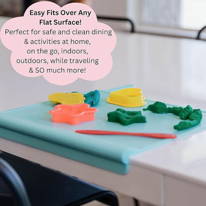 Silicone Placemat with Table Edge Bumper for Baby Toddler Suction Cup Safety Mat (Sage Green)
