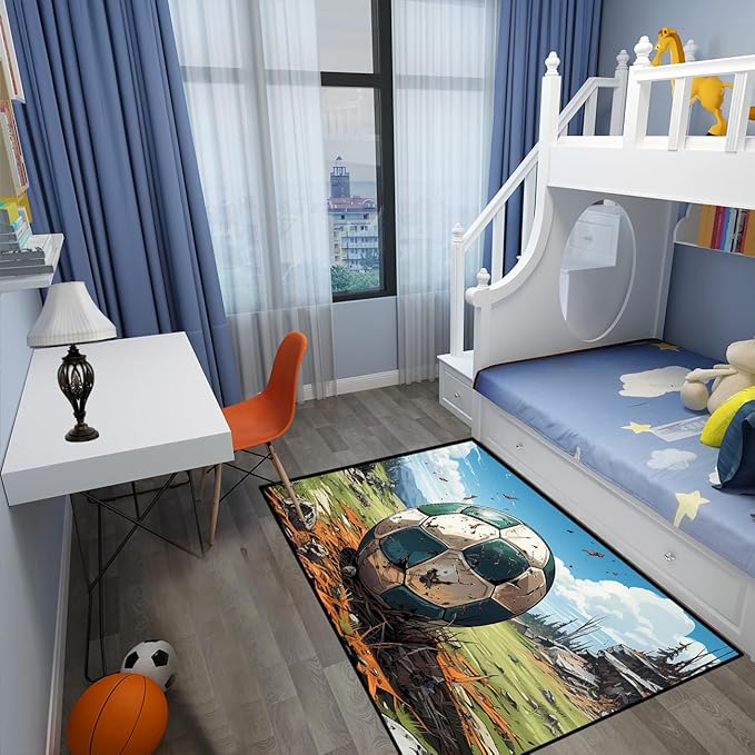 Football Rug for Boys Bedroom - Kids Rug Football Rug Basketball Rugs for Teen Boys Bedroom Football Carpet for Boys Bedroom Football Rugs for Boys Girls Sports Room,3'×5'