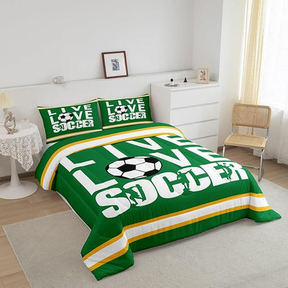 Football Bedding Set Full Size Rugby Sports Comforter Set for Kids Boys Girls Decor Soccer Ball Game Comforter Gift for Football Lover Duvet Set Bedroom Quilt Set