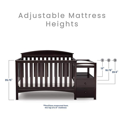 Delta Children Abby Convertible Crib 'N' Changer + Changing Pad and Cover [Bundle], Dark Chocolate