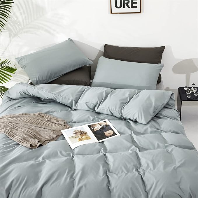 Dusty Blue Comforter Set Twin Size Solid Blue Comforter 3 Pieces Blue Color Twin Comforter Bedding Set Girls Pure Blue Twin Bed Comforter Set All Season as Gift