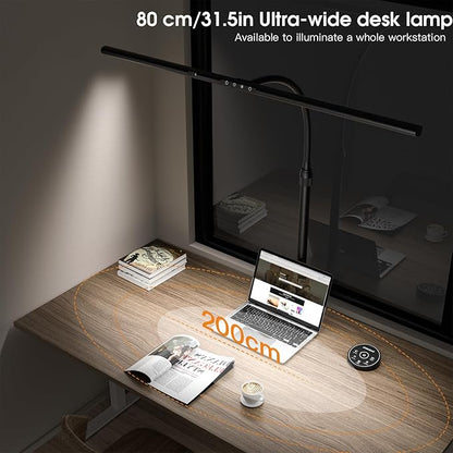 Desk Lamp with Clamp, 31.5" LED Desk Lamp for Home Office, 24W Gesture Sensing Control Desk Light, Dimmable & Color Temperature, Eye-Caring Office Lamp, Brightest Architect Lamp for Screen