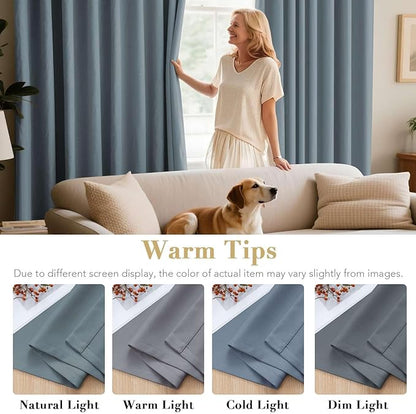 H.VERSAILTEX Elegant Thermal Insulated Blackout Curtains - Nickel Grommet Window Drapes for Living Room/Bedroom - Stone Blue - 52" W x 72" L - (Set of 2 Panels)