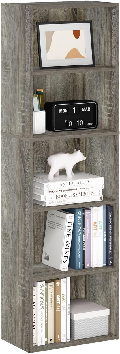 Furinno Luder Bookcase / Bookshelf / Storage Shelves, 5-Tier, French Oak