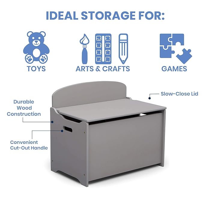 Delta Children MySize Deluxe Toy Box and GapKids Deluxe Toy Organizer with 9 Bins - Navy/Natural