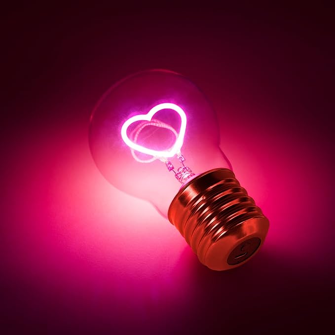 Suck UK Heart Shaped LED Light Bulb, Pink, 1 Count