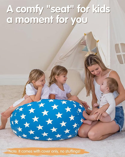 Aubliss Stuffed Animal Bean Bag Storage Chair (Blue Star, Medium (32''))