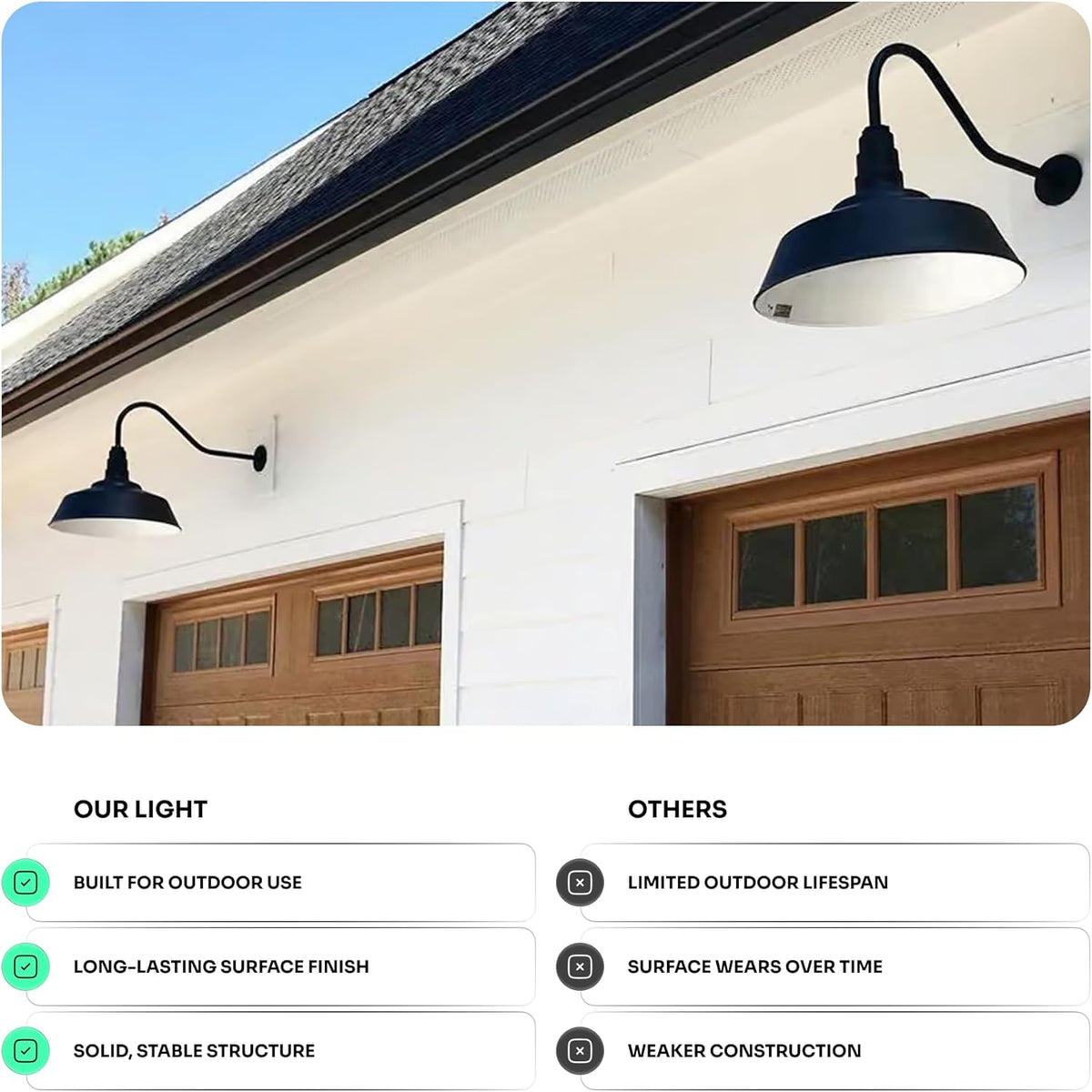 23" Gooseneck Large Barn Light 20" Dome | Outdoor Barn | Cream/Brass