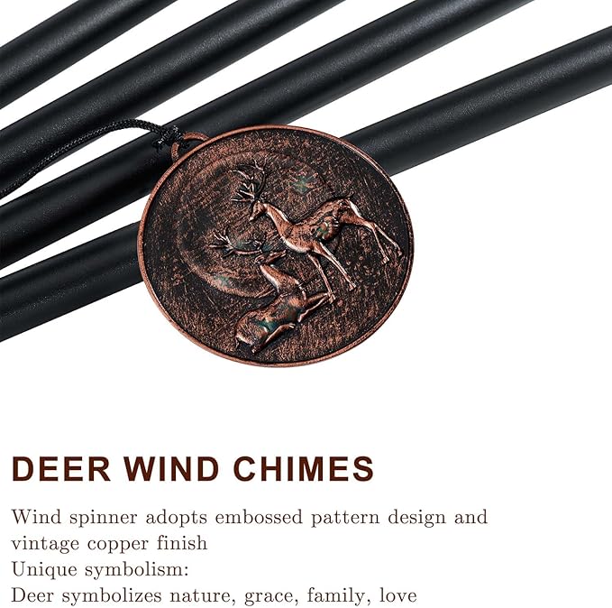 Wind Chimes for Outside, Deer Deep Tone Vintage Wind Chime Outdoor Clearance, Sympathy/Memorial/Festivals/Birthday Gift for Mom Dad Grandma, Home Garden Patio Decor (32" Deer)