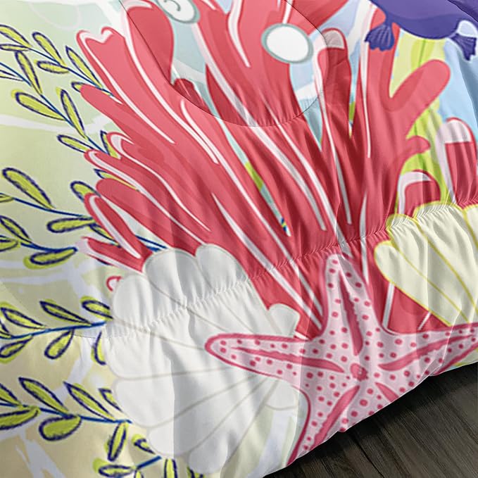 CVHOUSE Mermaid Comforter Set,Ocean Sea Mermaid Bedding Set for Girls Kids Teens,Mermaid Comforter Butterflies Duvet Set Room Decor Quilt Set Full Size