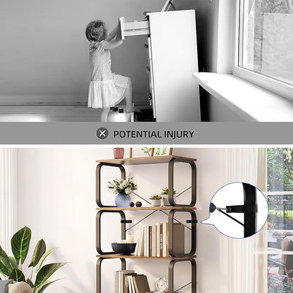 zbet 5 Tier Bookshelf, Modern Sturdy Bookcase,Industrial Metal and Wood Shelf, Tall Free Standing Book Shelf for Living Room, Bedroom, Kitchen and Home Office(Rustic Brown)