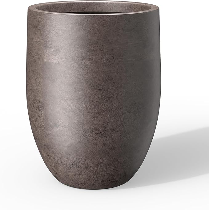 Kante Tall Concrete Planter, 21.7-Inch Height Weathered Brown Large Indoor Outdoor Plant Pot with Drainage Hole for Patio Garden Home, Modern Decor for Flowers and Tree