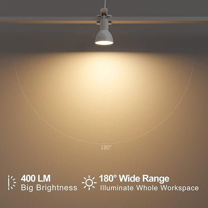 LED Clip on Light Book Reading 5W Super Bright 330° Rotation Clip on Lamp for Bed/Desk Lamp with Clamp White