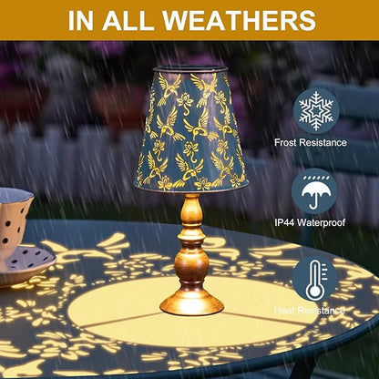 pearlstar Solar Table Lamps Bedside Lamps - Hummingbird Garden Waterproof Cordless Solar Table Lamps for Patio Garden Pathway Yard