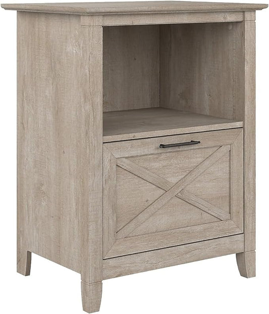 Bush Furniture Key West 1-Drawer Lateral File Cabinet, Letter/Legal, Washed Gray, 24-inch (KWF124WG-03)