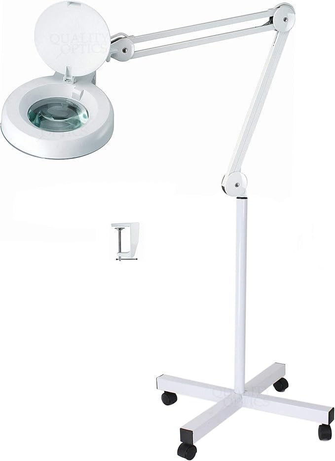 Desk Clamp Mount Magnifier Lamp Light Magnifying Glass Lens LED 5Diopter