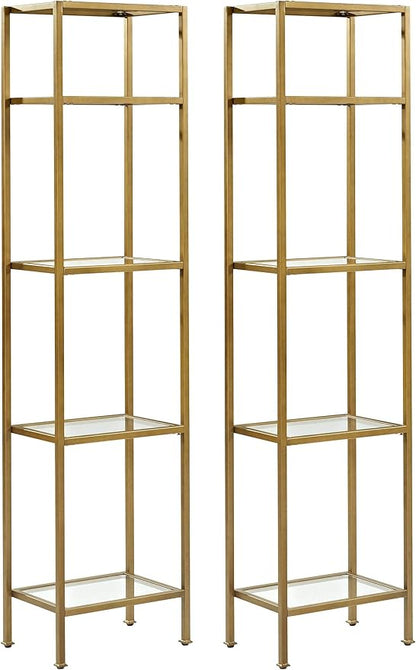 Crosley Furniture Aimee Narrow Etagere Set, Gold and Glass