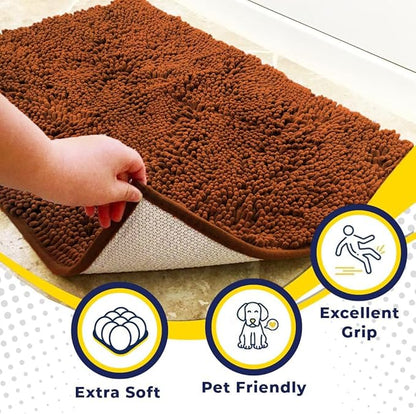 Muddy Mat® Shown on TV – Super Absorbent Microfiber Dog Door Mat for Muddy Paws, Non-Slip Washable Pet Rug, Quick Dry Chenille Entryway Carpet, Machine Washable Indoor Outdoor mat, Orange 59"x24"