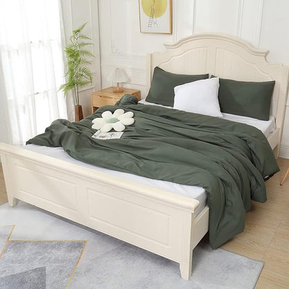 Emerald Green Comforter Twin Size, Modern Bedding Set for Girls/Women, Cute Soft & Lightweight Chic Microfiber Bed Sets, 2pc- 1 Comforter & 1 Pillowcase (66x90 Inches)