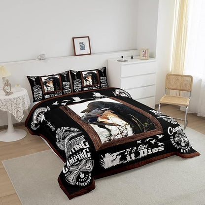 Feelyou Duck Hunting Comforter Hunting and Fishing Bedding Set for Kids Boys Girls Dog Hunter Comforter Set Wild Animal Inner Fill Duvet Set 1 Comforter Set with 1 Pillowcase Twin Size