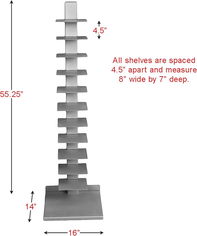 SEI Furniture 11- shelf Metal Spine Book Tower, Silver