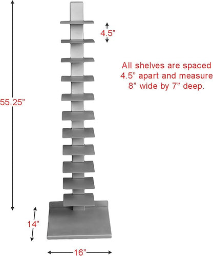 SEI Furniture 11- shelf Metal Spine Book Tower, Silver