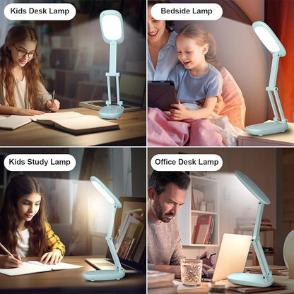 LED Desk Lamp for Office Home & Battery Operated Lamp Rechargeable Lamp Foldable & Portable Light, [2-fold support frame higher] 3 Brightness Dimmable Small Desk Lamp Wireless Reading Lamp