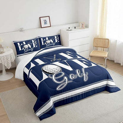 Feelyou Golf Print Bedding Set King Size Ball Gaming Comforter Set for Kids Boys Girls Decor Sports Theme Comforter Microfiber Golf Ball Duvet Set Bedroom Quilt Set
