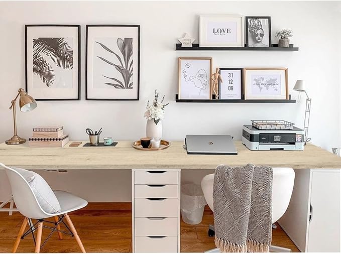 Kaboon Universal Tabletop 45.67"x23.62", Solid One-Piece Melamine Table Top, Double Desk L-Desk DIY, Home and Office, Oak