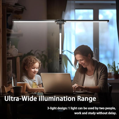 Desk Lamps for Home Office,3 Light Bars LED 4 Color Modes & 5 Brightness Table Lamp,24W Auto Off Timer Memory Function Drafting Desk Light with Clamp,Eye-Friendly Workbench Architect