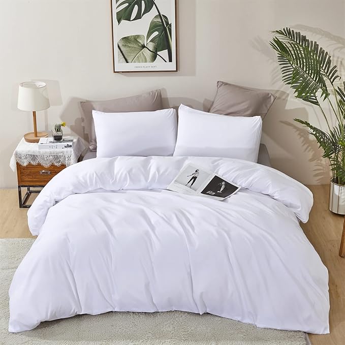 White Comforter Set Cal King Pure White Beddig Soft Durable Comforter Set Men Women True White Comforter Bright White Breathable California King Bed Solid White Cal King Size Comforter Set