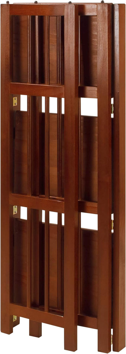 Casual Home 3-Shelf Folding Bookcase (14" Wide)-Walnut