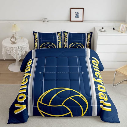 Feelyou Volleyball Bedding Set Twin Size Sports Game Comforter Set for Kids Boys Girls Decor Volleyball Player Comforter Microfiber Sports Gaming Duvet Set Bedroom Quilt Set