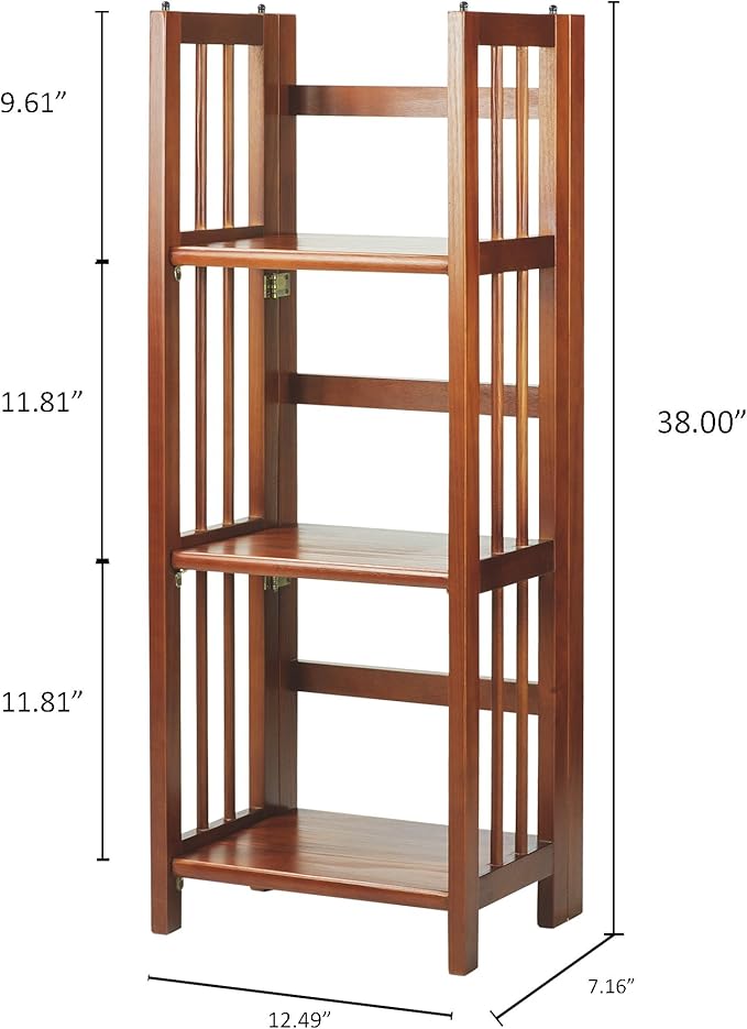 Casual Home 3-Shelf Folding Bookcase (14" Wide)-Mahagony