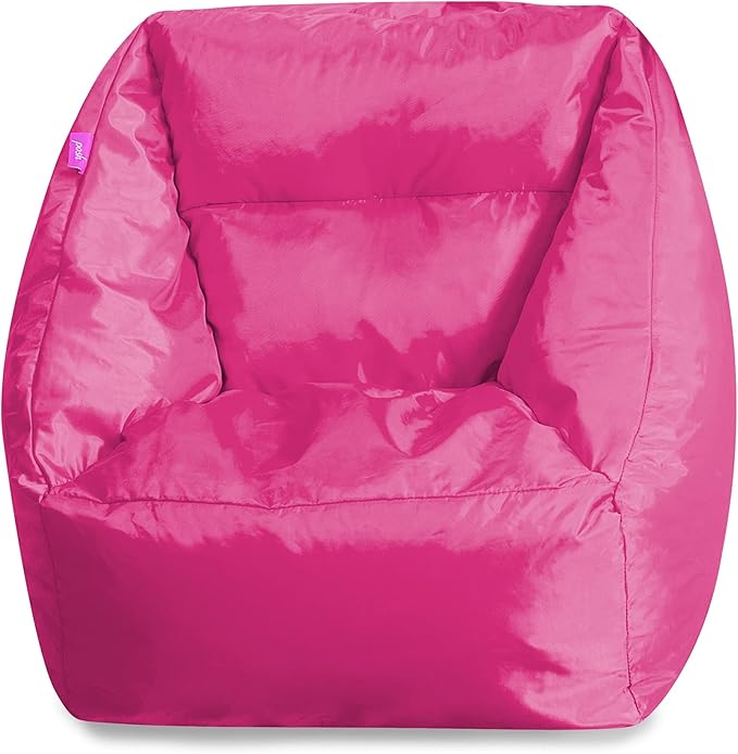 Posh Creations Coronado Bean Bag Boys and Girls Large Chair for Kids, for Gaming and Playrooms, Soft Nylon-Pink