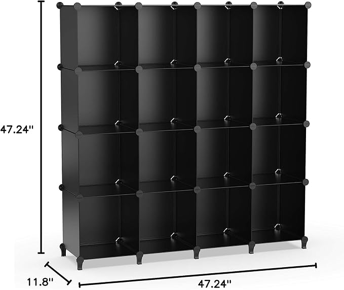 HOMIDEC Cube Storage Organizer 16-Cube Storage Shelf, Closet Organizer for Clothes, Closet Organizers and Storage,DIY Modular Bookshelf Storage Cubes for Bedroom, Living Room,Office