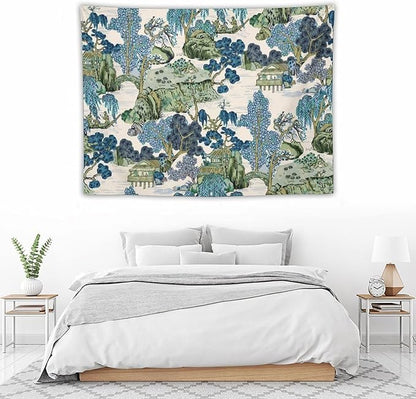 Asian Floral Wall Tapestry, 40"x30", Bedroom & Living Room Decor